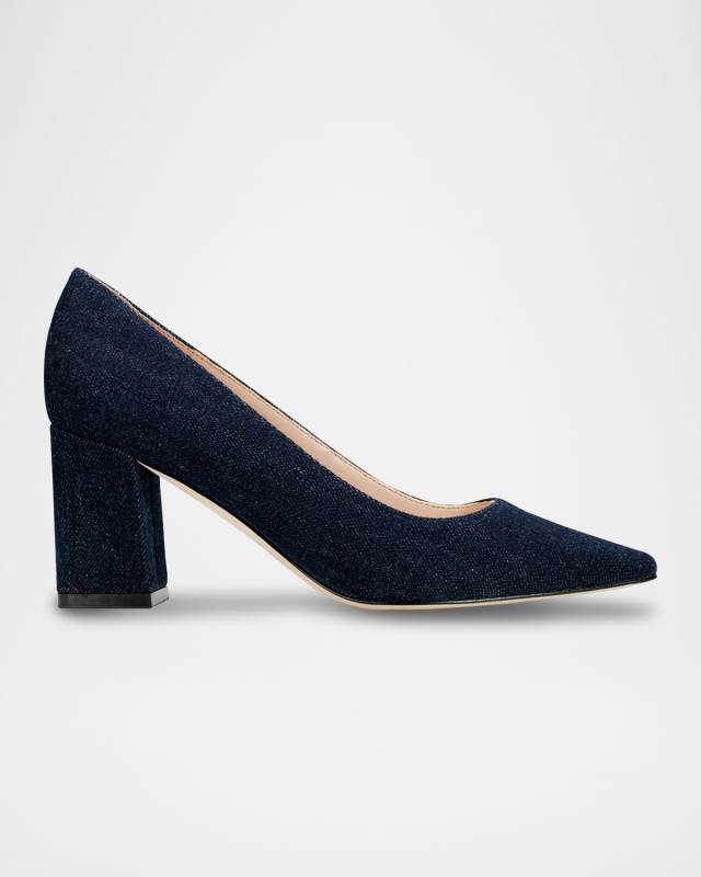 Denim Block-Heel Pumps